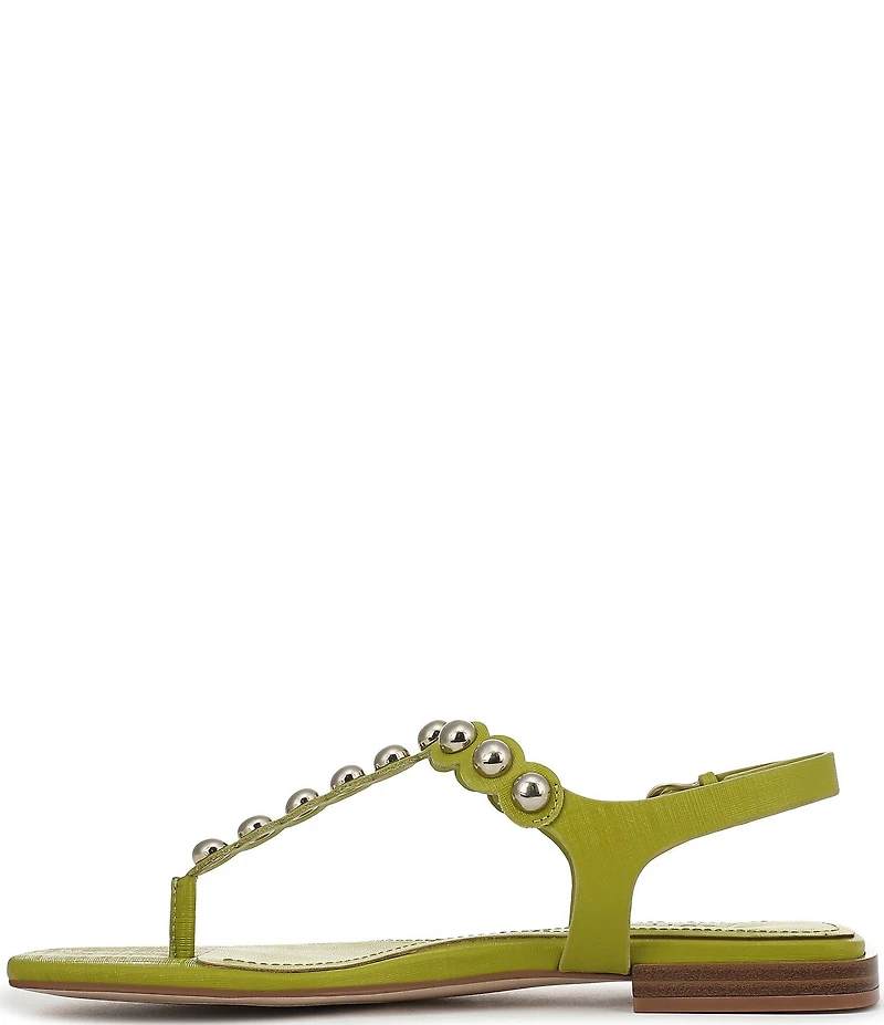 Naturalizer 27 EDT Nara Textured Leather Studded Thong Flat Sandals