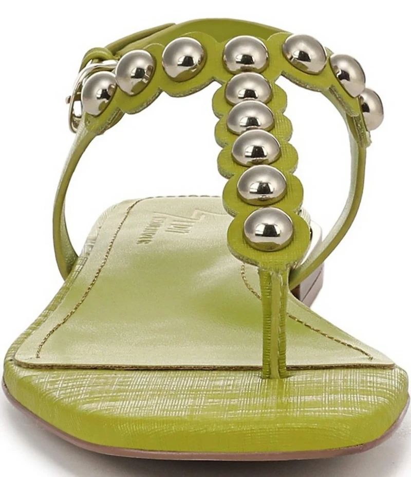 Naturalizer 27 EDT Nara Textured Leather Studded Thong Flat Sandals