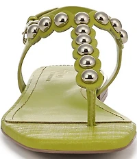 Naturalizer 27 EDT Nara Textured Leather Studded Thong Flat Sandals