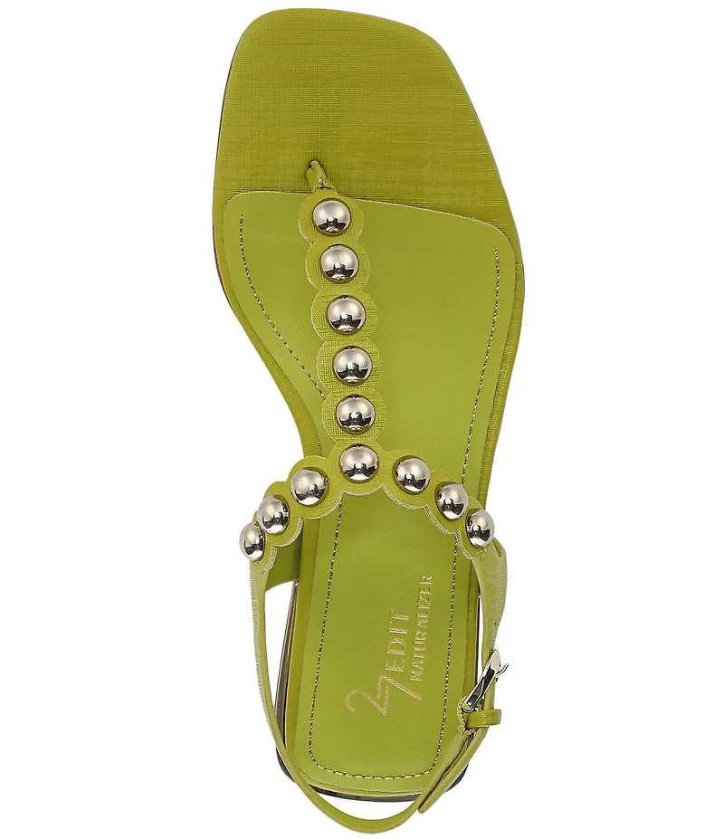 Naturalizer 27 EDT Nara Textured Leather Studded Thong Flat Sandals