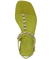Naturalizer 27 EDT Nara Textured Leather Studded Thong Flat Sandals