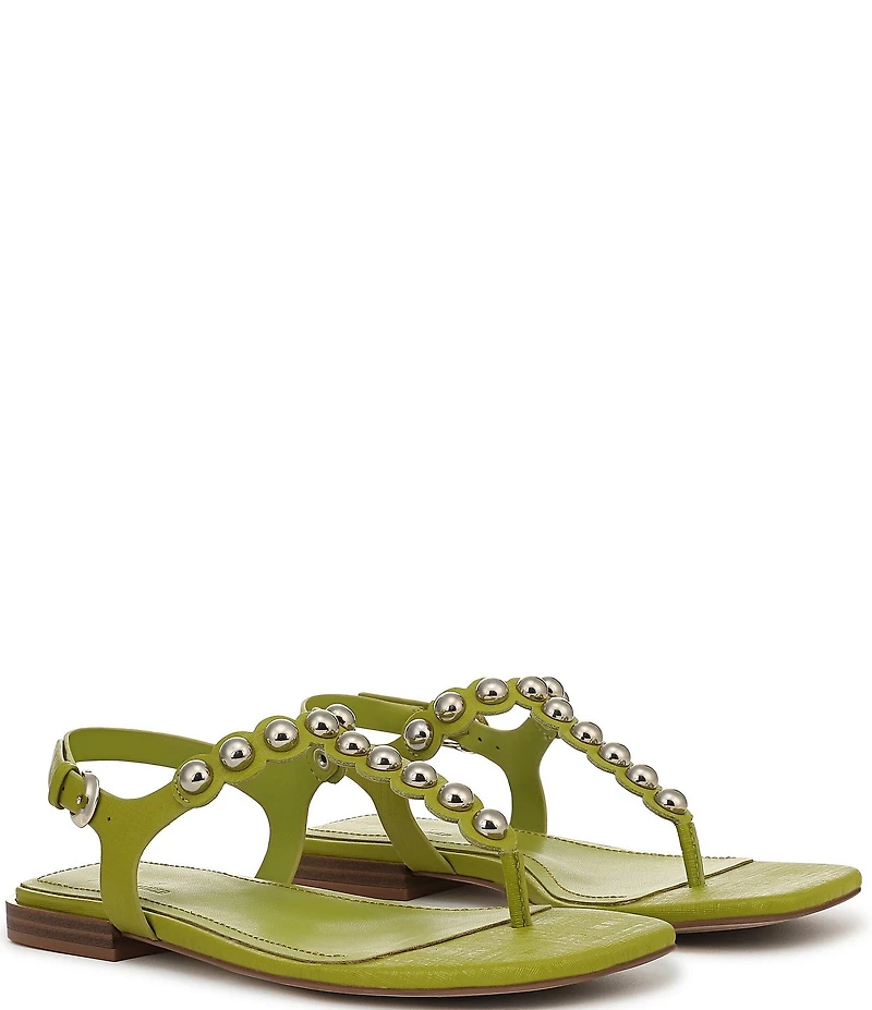 Naturalizer 27 EDT Nara Textured Leather Studded Thong Flat Sandals