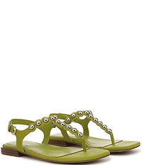 Naturalizer 27 EDT Nara Textured Leather Studded Thong Flat Sandals