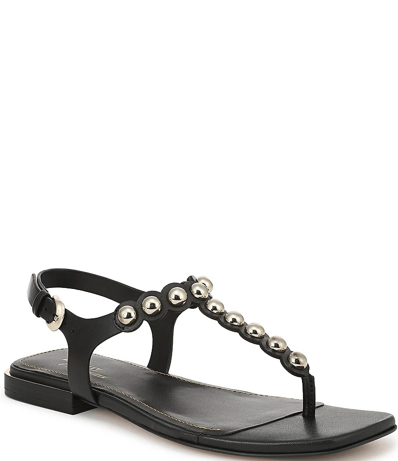 Naturalizer 27 EDIT Nara Textured Leather Studded Thong Flat Sandals