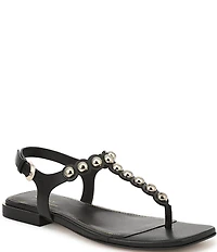 Naturalizer 27 EDIT Nara Textured Leather Studded Thong Flat Sandals