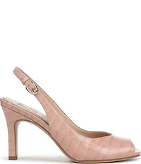 Naturalizer Alexa Croco Embossed Leather Peep Toe Slingback Dress Heels