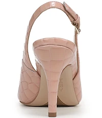 Naturalizer Alexa Croco Embossed Leather Peep Toe Slingback Dress Heels