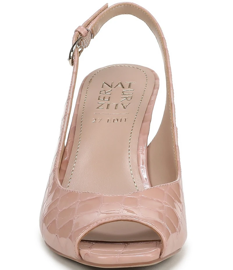 Naturalizer Alexa Croco Embossed Leather Peep Toe Slingback Dress Heels