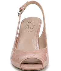Naturalizer Alexa Croco Embossed Leather Peep Toe Slingback Dress Heels