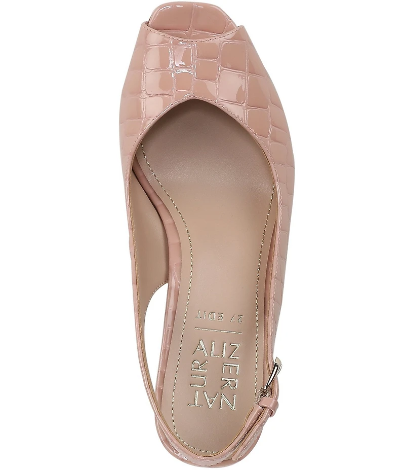 Naturalizer Alexa Croco Embossed Leather Peep Toe Slingback Dress Heels