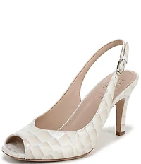 Naturalizer Alexa Croco Leather Peep Toe Slingback Dress Pumps