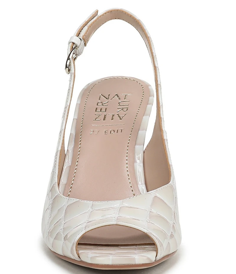 Naturalizer Alexa Croco Leather Peep Toe Slingback Dress Pumps