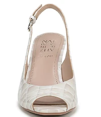 Naturalizer Alexa Croco Leather Peep Toe Slingback Dress Pumps