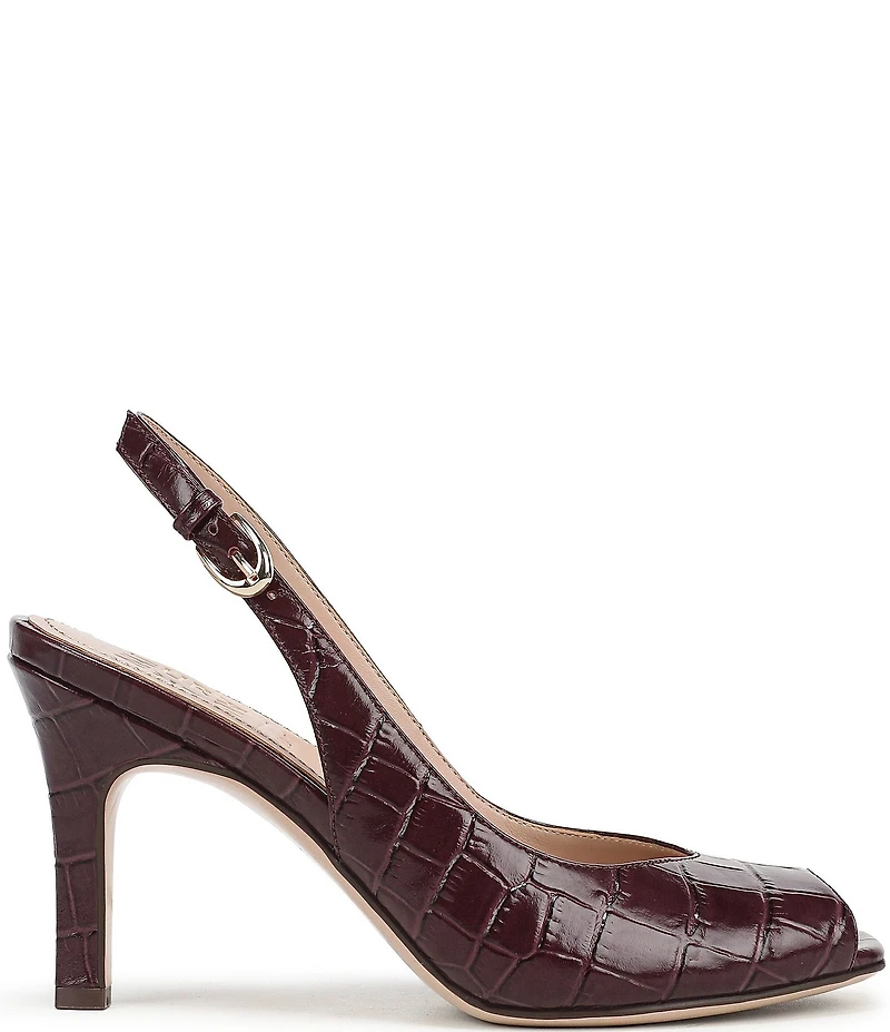 Naturalizer Alexa Croco Print Leather Peep Toe Slingback Dress Pumps