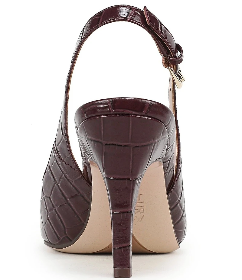 Naturalizer Alexa Croco Print Leather Peep Toe Slingback Dress Pumps