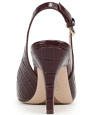 Naturalizer Alexa Croco Print Leather Peep Toe Slingback Dress Pumps