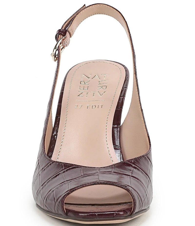 Naturalizer Alexa Croco Print Leather Peep Toe Slingback Dress Pumps