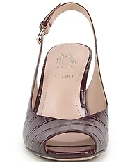 Naturalizer Alexa Croco Print Leather Peep Toe Slingback Dress Pumps