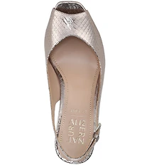 Naturalizer Alexa Snake Embossed Metallic Leather Peep Toe Slingback Dress Pumps