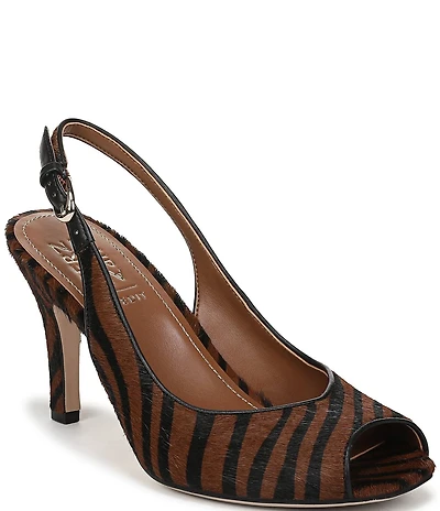 Naturalizer Alexa Zebra Print Calf Hair Peep Toe Slingback Dress Pumps