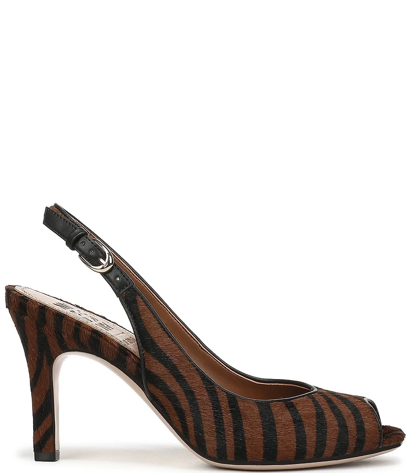 Naturalizer Alexa Zebra Print Calf Hair Peep Toe Slingback Dress Pumps