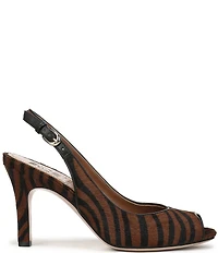 Naturalizer Alexa Zebra Print Calf Hair Peep Toe Slingback Dress Pumps