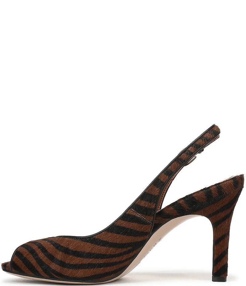 Naturalizer Alexa Zebra Print Calf Hair Peep Toe Slingback Dress Pumps