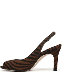 Naturalizer Alexa Zebra Print Calf Hair Peep Toe Slingback Dress Pumps