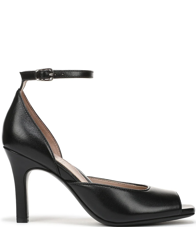 Naturalizer Asha Leather Ankle Strap Peep Toe Dress Pumps