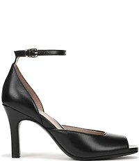 Naturalizer Asha Leather Ankle Strap Peep Toe Dress Pumps