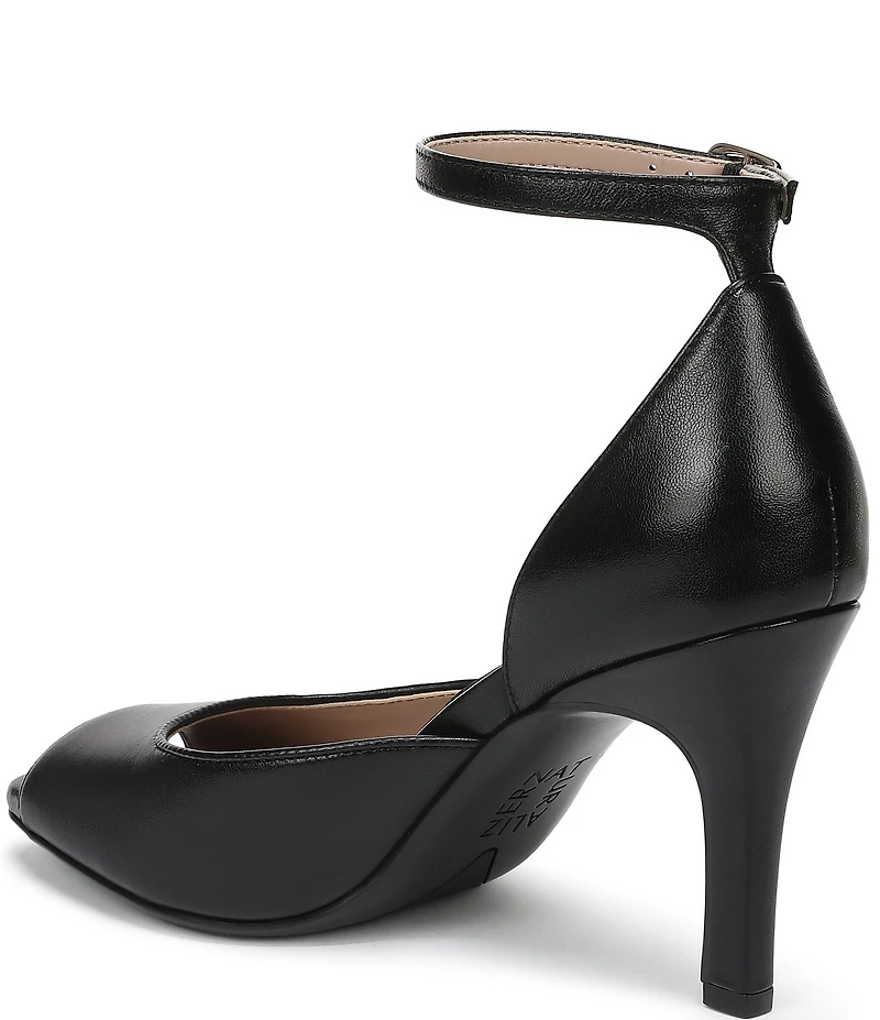 Naturalizer Asha Leather Ankle Strap Peep Toe Dress Pumps