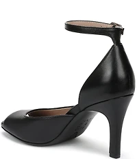Naturalizer Asha Leather Ankle Strap Peep Toe Dress Pumps