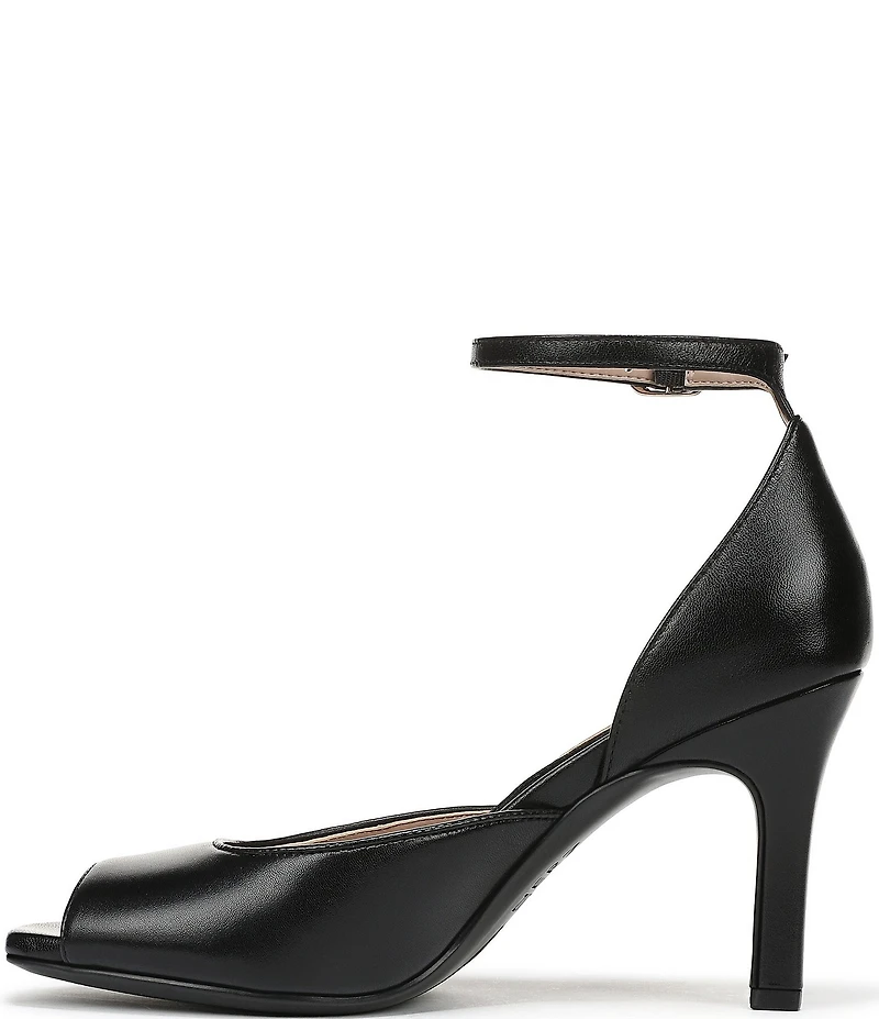 Naturalizer Asha Leather Ankle Strap Peep Toe Dress Pumps