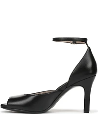 Naturalizer Asha Leather Ankle Strap Peep Toe Dress Pumps