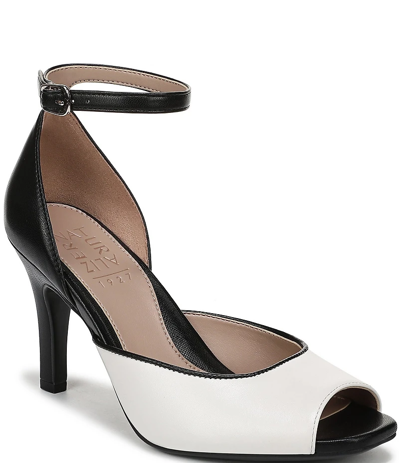 Naturalizer Asha Leather Ankle Strap Peep Toe Dress Pumps