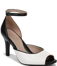 Naturalizer Asha Leather Ankle Strap Peep Toe Dress Pumps