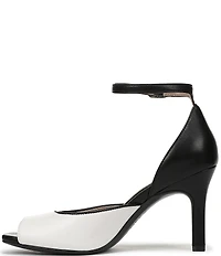 Naturalizer Asha Leather Ankle Strap Peep Toe Dress Pumps