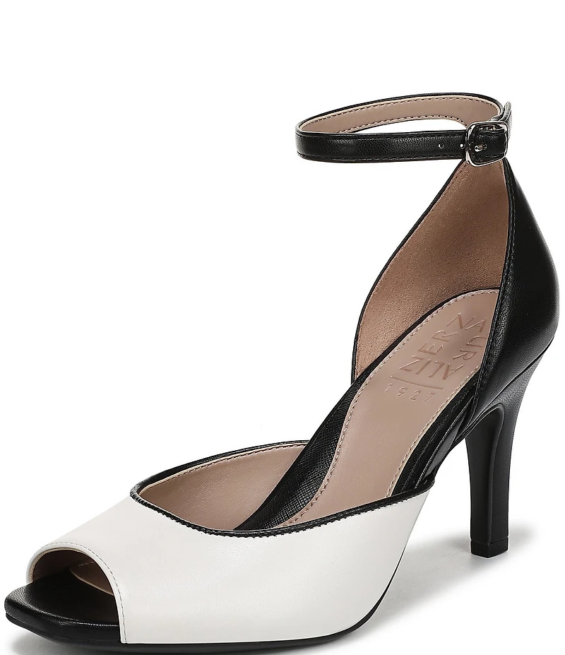 Naturalizer Asha Leather Ankle Strap Peep Toe Dress Pumps