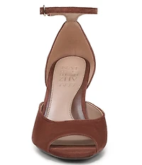 Naturalizer Asha Suede Ankle Strap Peep Toe Dress Pumps
