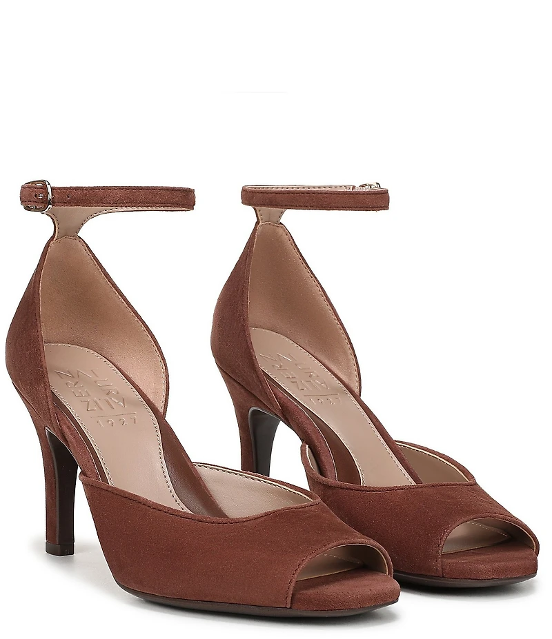Naturalizer Asha Suede Ankle Strap Peep Toe Dress Pumps