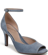 Naturalizer Asha Suede Ankle Strap Peep Toe Dress Pumps