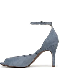 Naturalizer Asha Suede Ankle Strap Peep Toe Dress Pumps