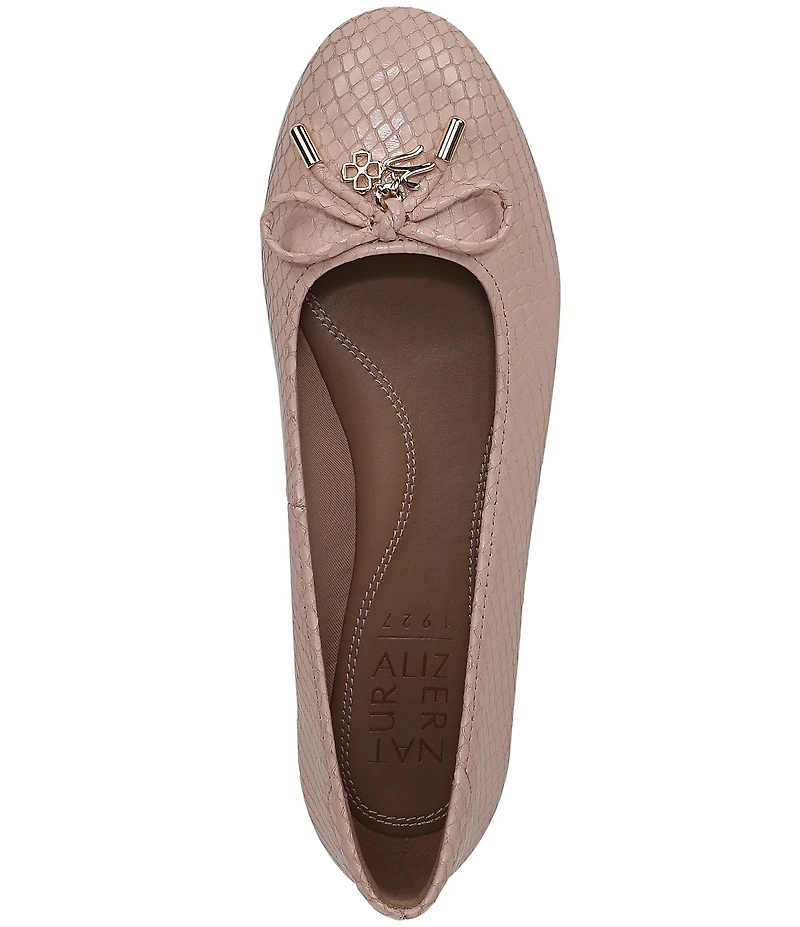 Naturalizer Ashlyn Snake Embossed Leather Bow Ballet Flats