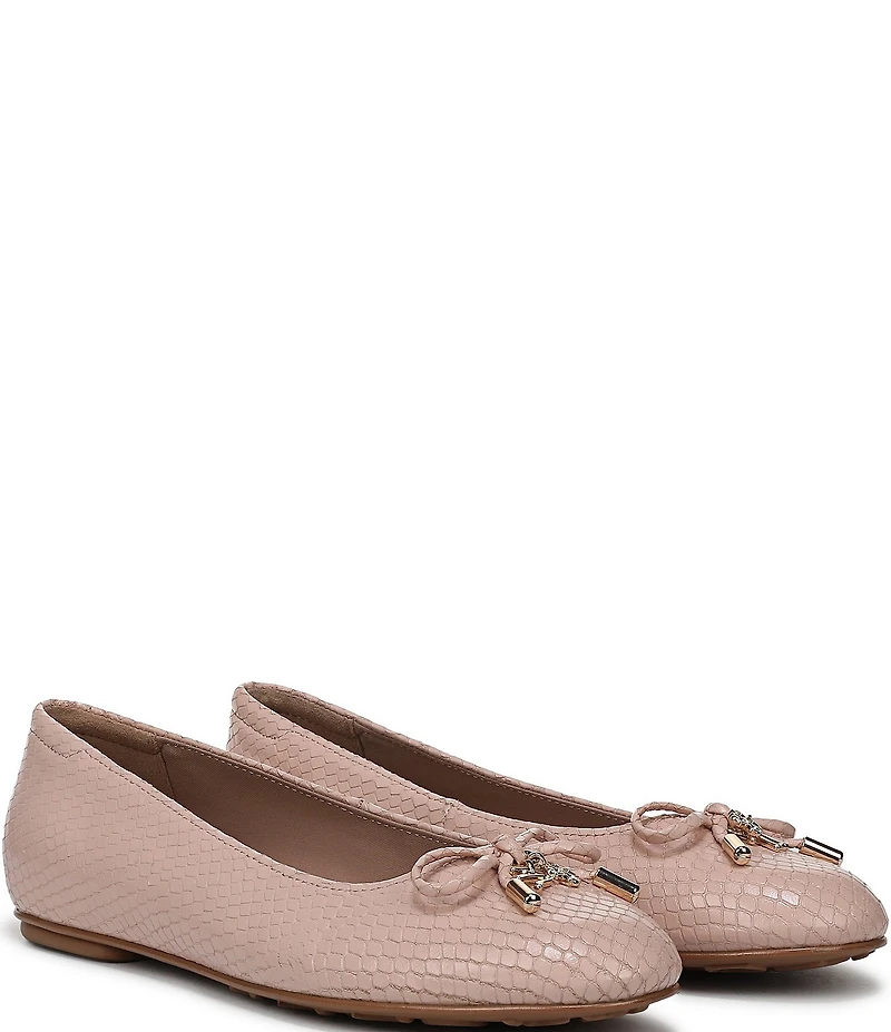 Naturalizer Ashlyn Snake Embossed Leather Bow Ballet Flats