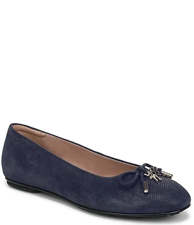 Naturalizer Ashlyn Snake Embossed Suede Bow Ballet Flats