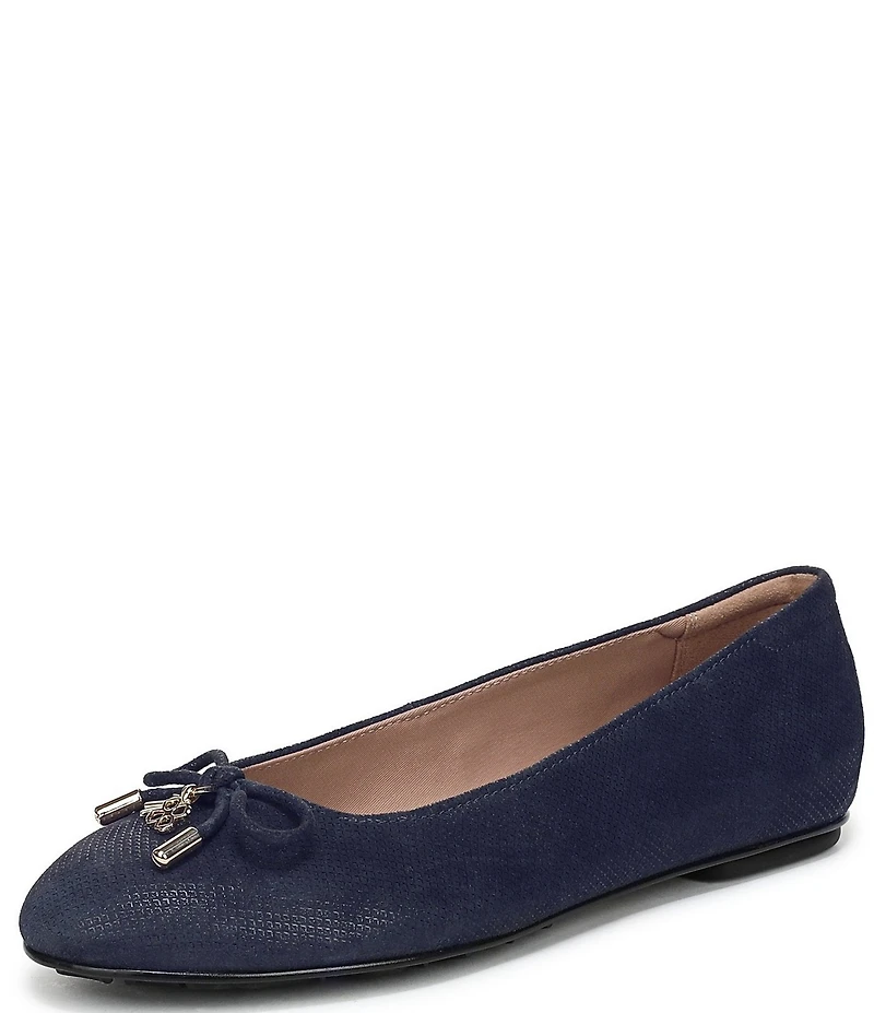 Naturalizer Ashlyn Snake Embossed Suede Bow Ballet Flats
