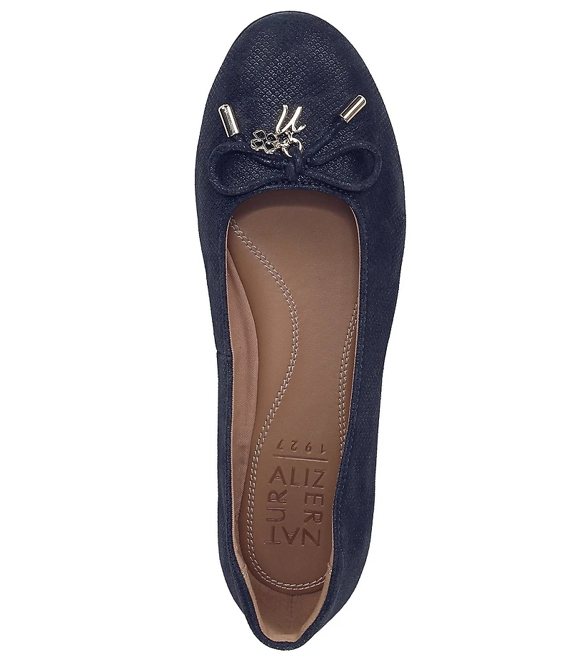 Naturalizer Ashlyn Snake Embossed Suede Bow Ballet Flats