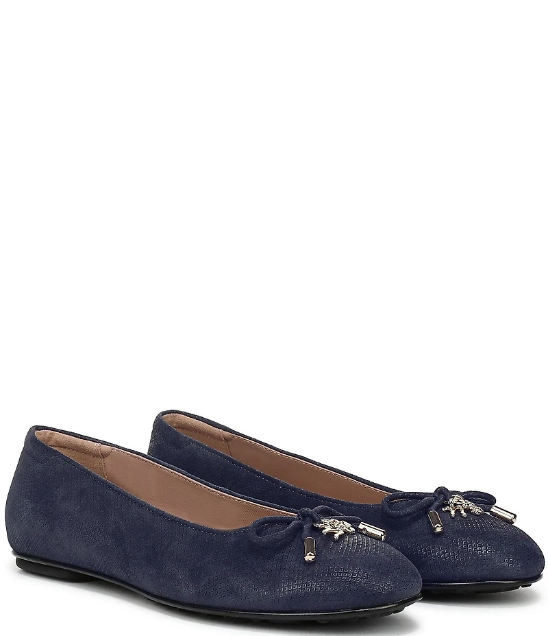 Naturalizer Ashlyn Snake Embossed Suede Bow Ballet Flats