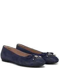 Naturalizer Ashlyn Snake Embossed Suede Bow Ballet Flats