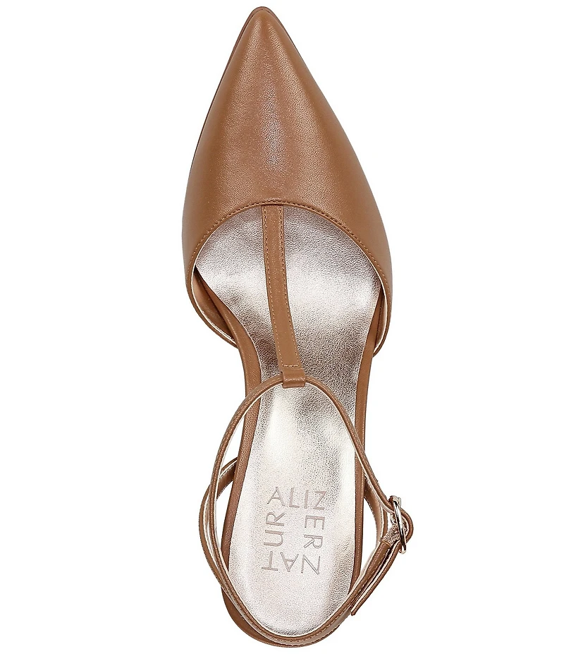Naturalizer Astrid Leather Pointed Toe T-Strap Dress Pumps